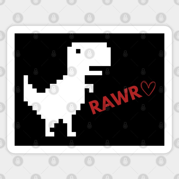 Rawr Dinosaur Happy Valentines Day - Game Pixel Dinosaur Sticker by JK Mercha